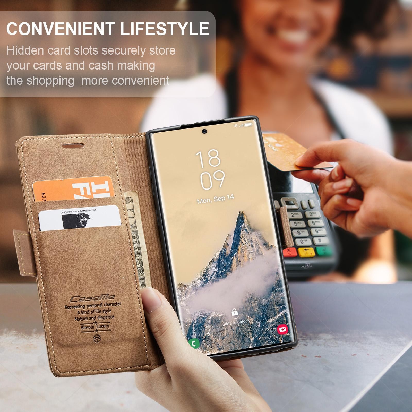 CaseMe 013 Samsung Galaxy S25 Ultra 5G Retro Leather Θήκη Βιβλίο - Brown