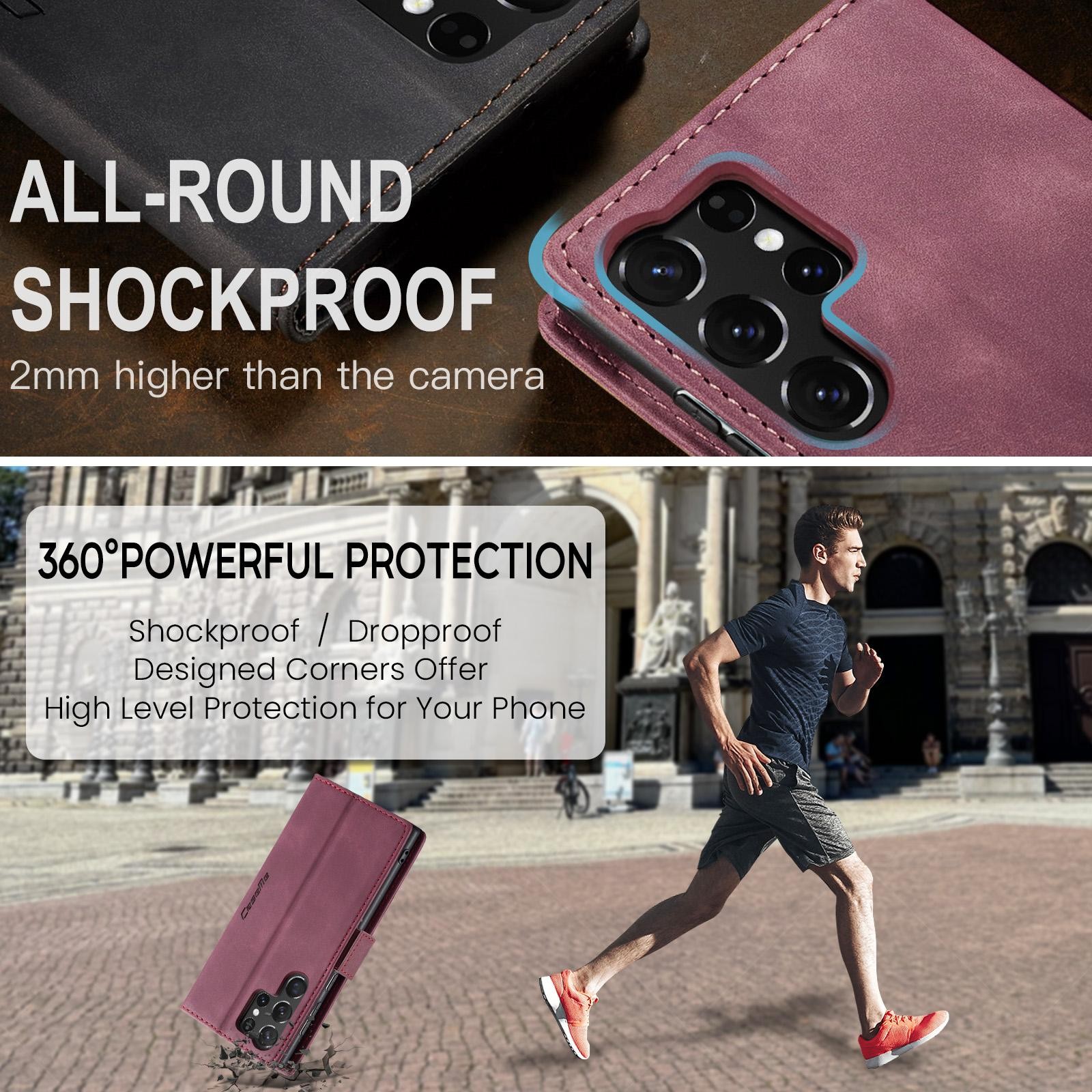 CaseMe 013 Samsung Galaxy S25 Ultra 5G Retro Leather Θήκη Βιβλίο -Red