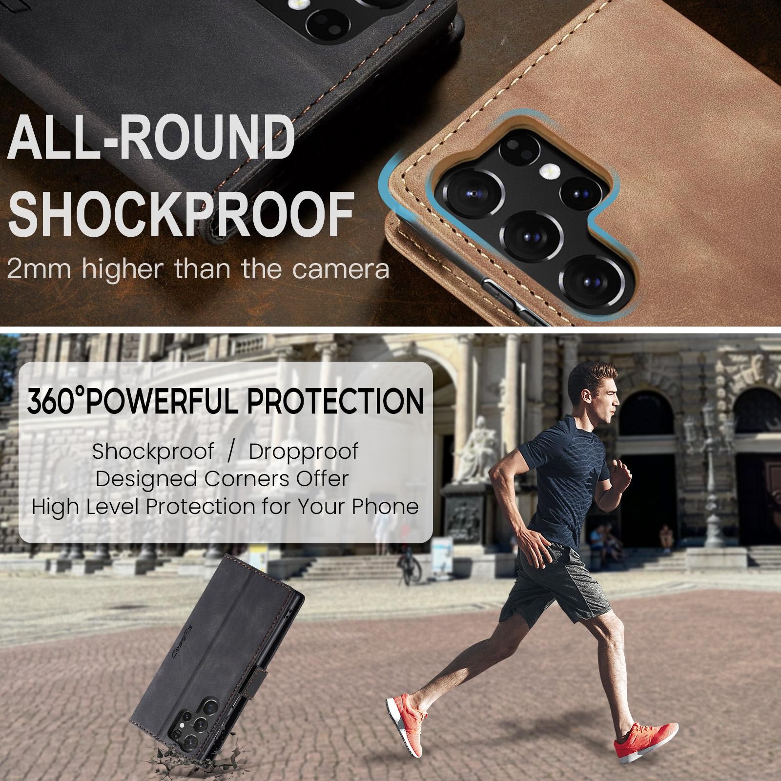 CaseMe 013 Samsung Galaxy S25 Ultra 5G Retro Leather Θήκη Βιβλίο -Black