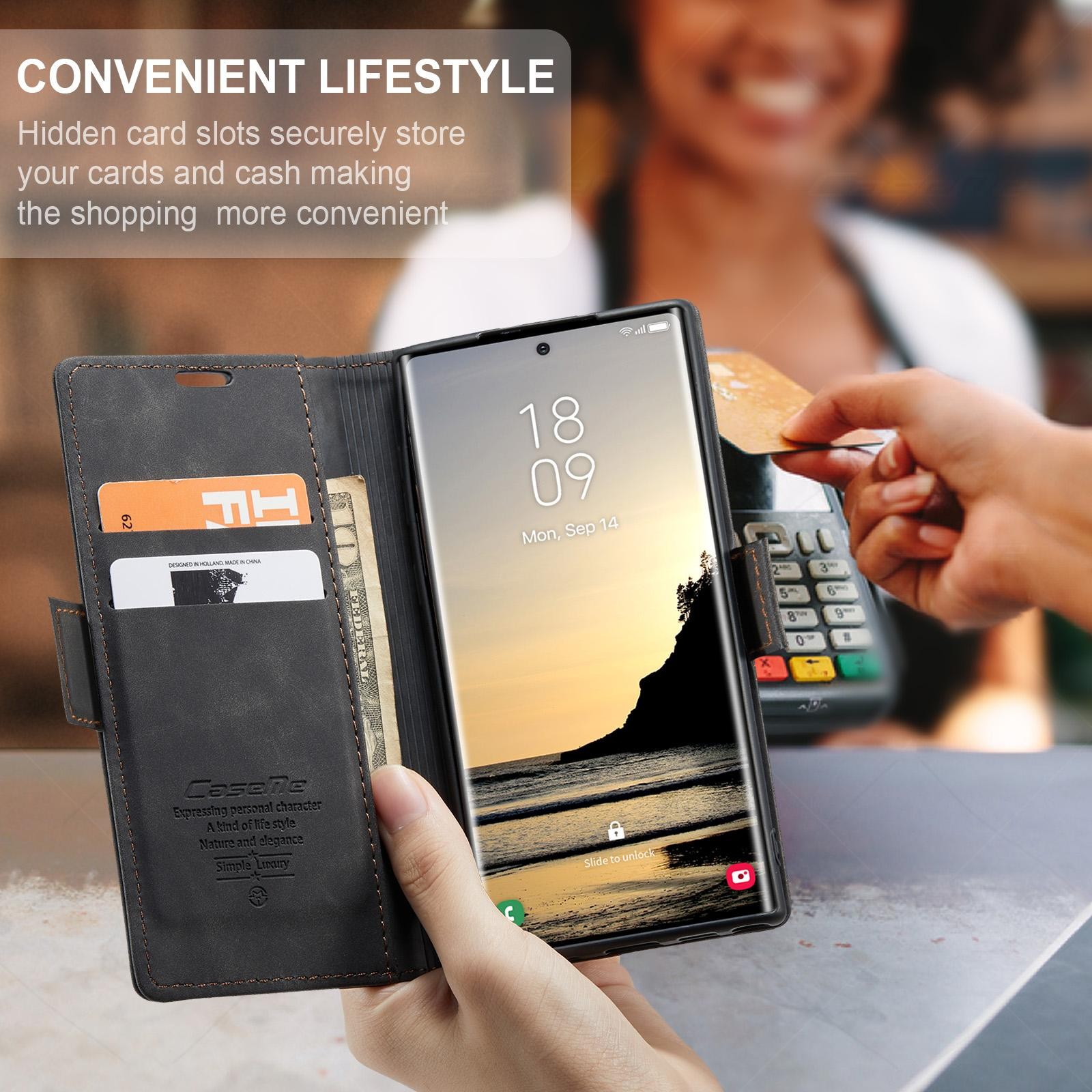 CaseMe 013 Samsung Galaxy S25 Ultra 5G Retro Leather Θήκη Βιβλίο -Black