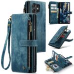 CaseMe C30 Samsung Galaxy S25 Ultra 5G Card Slots Zipper Θήκη Πορτοφόλι Δερμάτινη –Blue