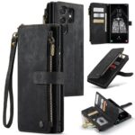 CaseMe C30 Samsung Galaxy S25 Ultra 5G Card Slots Zipper Θήκη Πορτοφόλι Δερμάτινη –Black