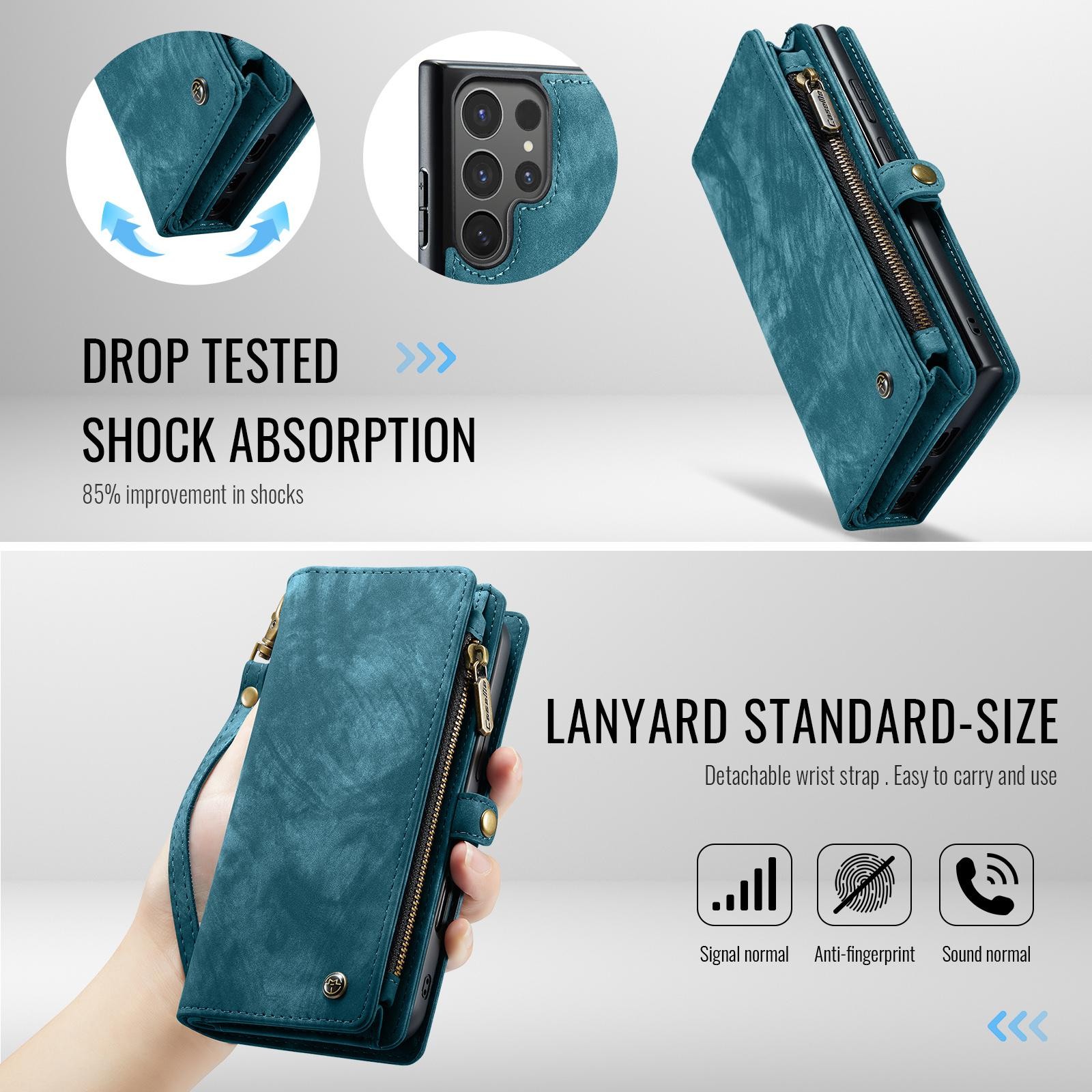 CaseMe 008 Samsung Galaxy S25 Ultra 5G Θήκη Πορτοφόλι με Αποσπώμενη Θήκη Σιλικόνης - Blue