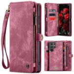CaseMe 008 Samsung Galaxy S25 Ultra 5G Θήκη Πορτοφόλι με Αποσπώμενη Θήκη Σιλικόνης -Wine red