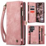 CaseMe 008 Samsung Galaxy S25 5G Θήκη Πορτοφόλι με Αποσπώμενη Θήκη Σιλικόνης -Pink
