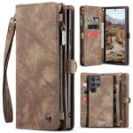 CaseMe 008 Samsung Galaxy S25 Ultra 5G Θήκη Πορτοφόλι με Αποσπώμενη Θήκη Σιλικόνης -Brown