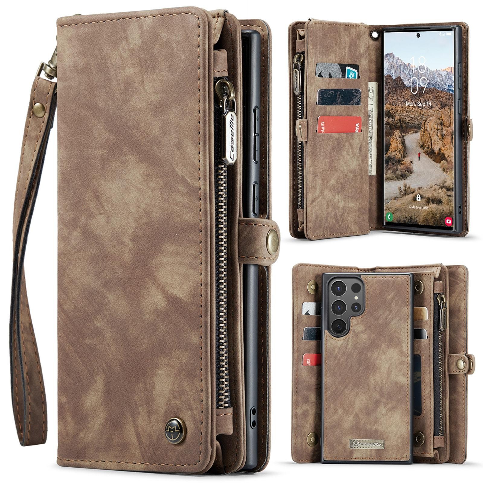 CaseMe 008 Samsung Galaxy S25 Ultra 5G Θήκη Πορτοφόλι με Αποσπώμενη Θήκη Σιλικόνης -Brown