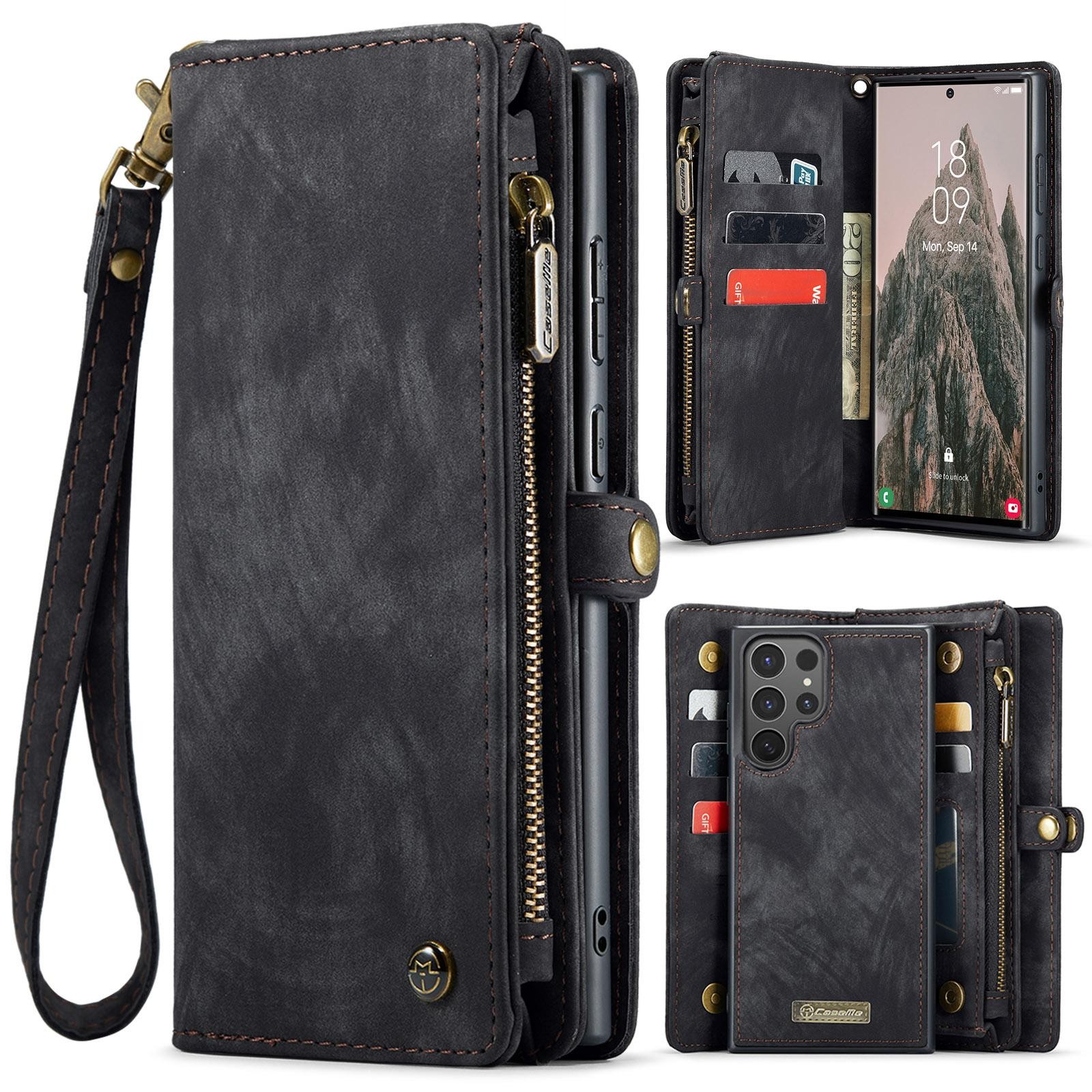 CaseMe 008 Samsung Galaxy S25 Ultra 5G Θήκη Πορτοφόλι με Αποσπώμενη Θήκη Σιλικόνης - Black