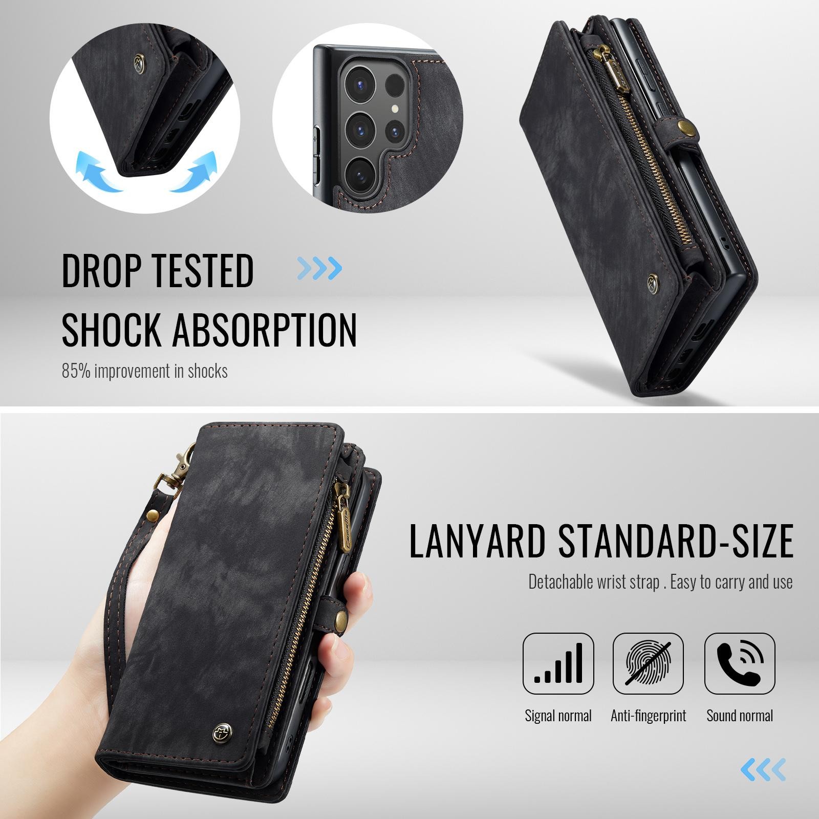 CaseMe 008 Samsung Galaxy S25 Ultra 5G Θήκη Πορτοφόλι με Αποσπώμενη Θήκη Σιλικόνης - Black