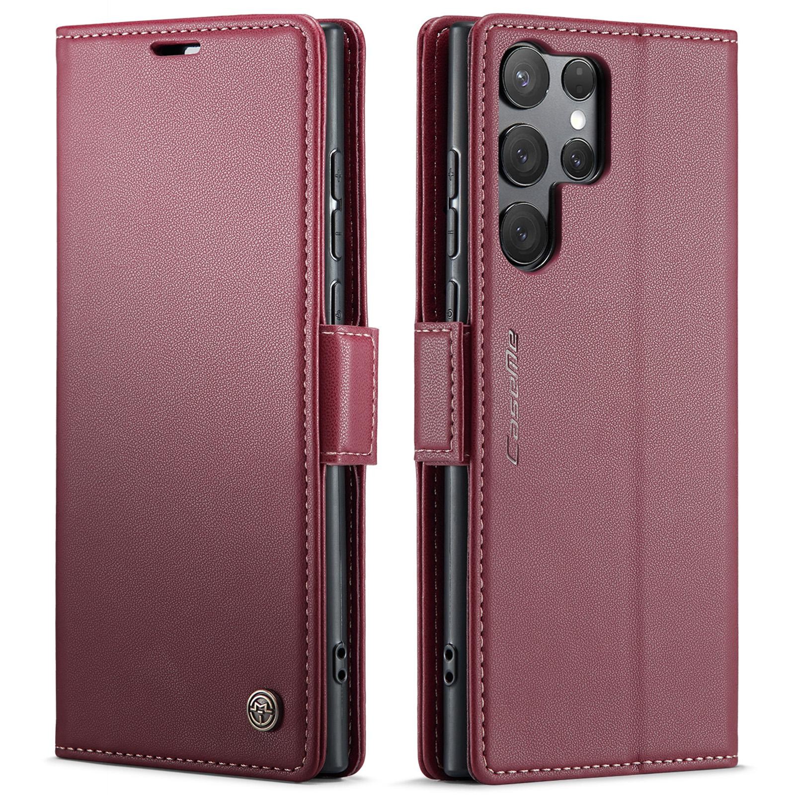CaseMe 023 Samsung Galaxy S25 Ultra 5G RFID Θήκη Πορτοφόλι Δερμάτινη – Red
