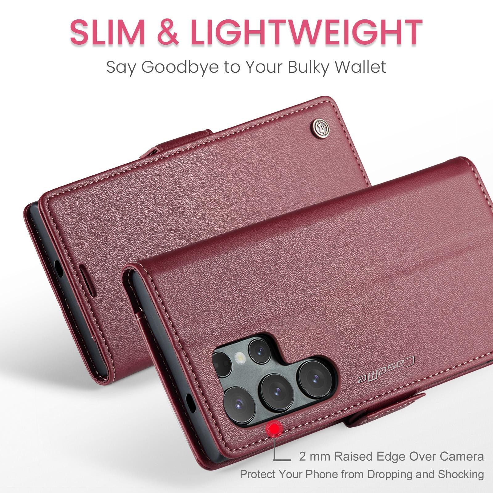 CaseMe 023 Samsung Galaxy S25 Ultra 5G RFID Θήκη Πορτοφόλι Δερμάτινη – Red