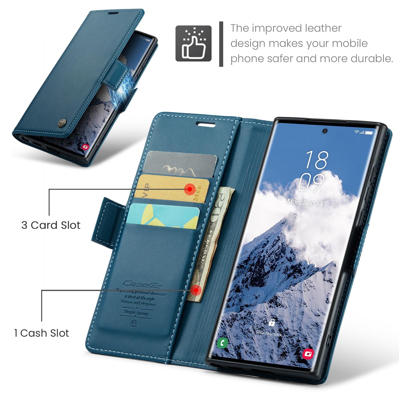 CaseMe 023 Samsung Galaxy S25 Ultra 5G RFID Θήκη Πορτοφόλι Δερμάτινη – Blue