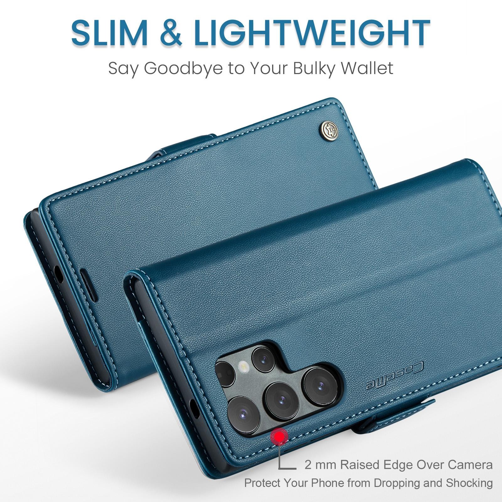 CaseMe 023 Samsung Galaxy S25 Ultra 5G RFID Θήκη Πορτοφόλι Δερμάτινη – Blue