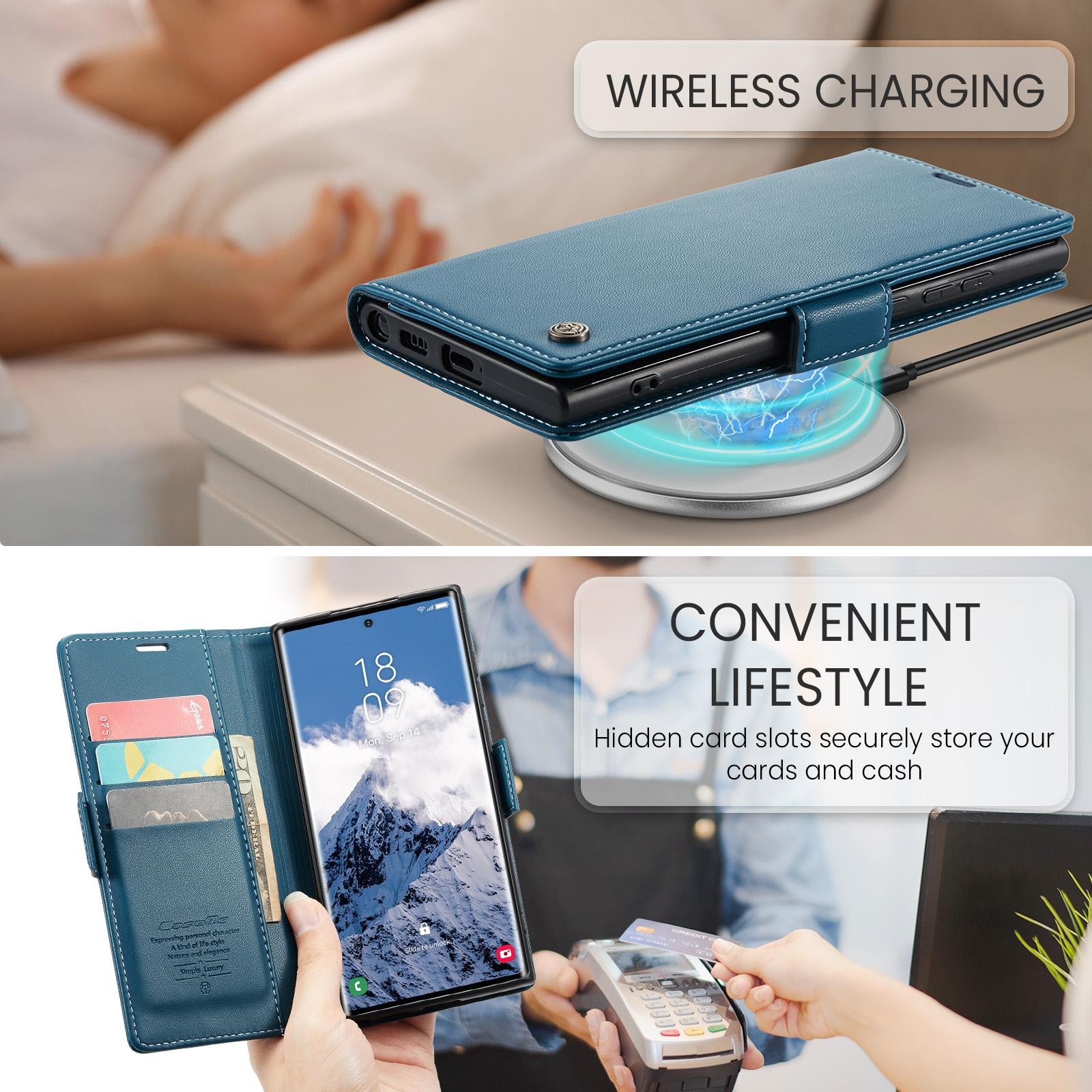 CaseMe 023 Samsung Galaxy S25 Ultra 5G RFID Θήκη Πορτοφόλι Δερμάτινη – Blue