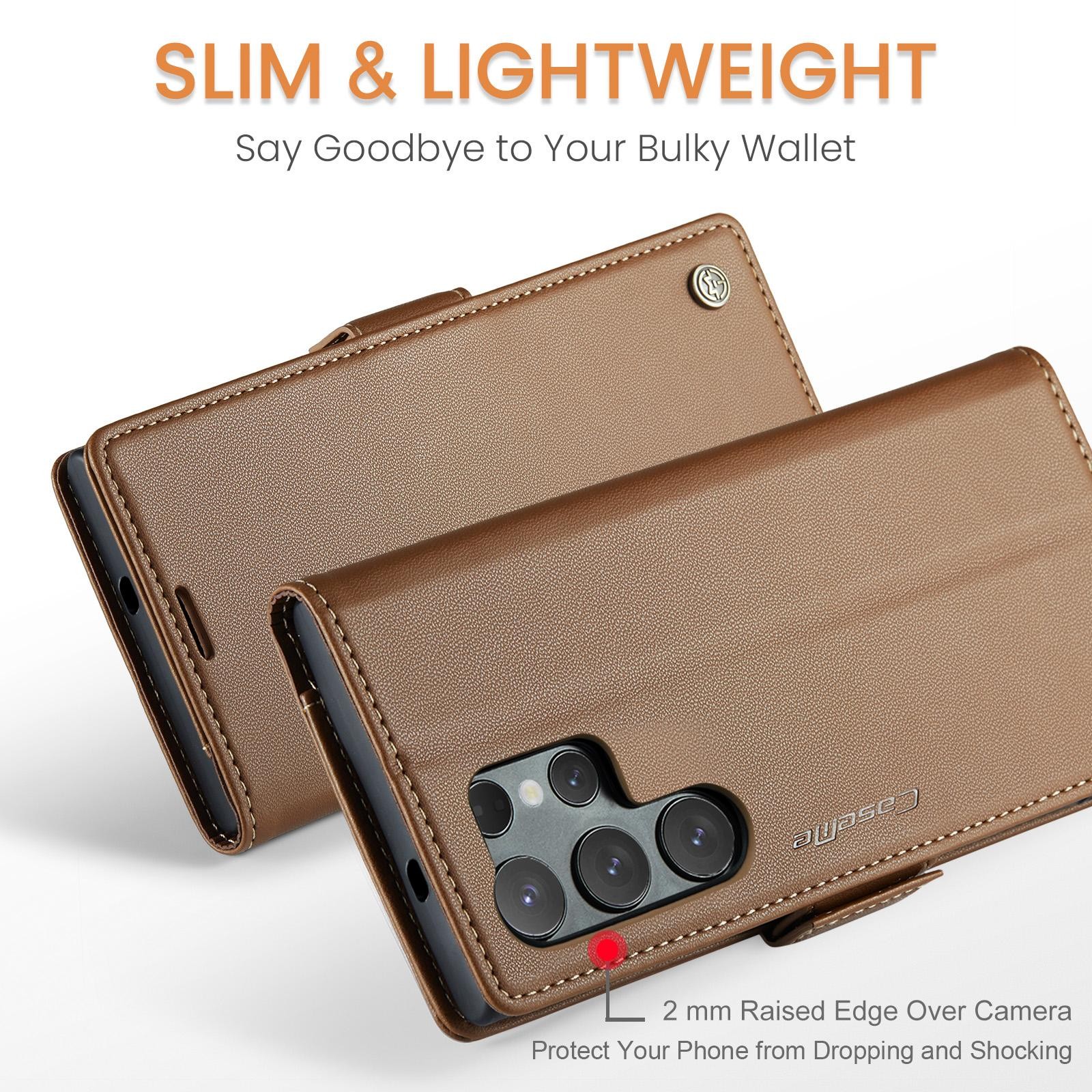 CaseMe 023 Samsung Galaxy S25 Ultra 5G RFID Θήκη Πορτοφόλι Δερμάτινη –Brown