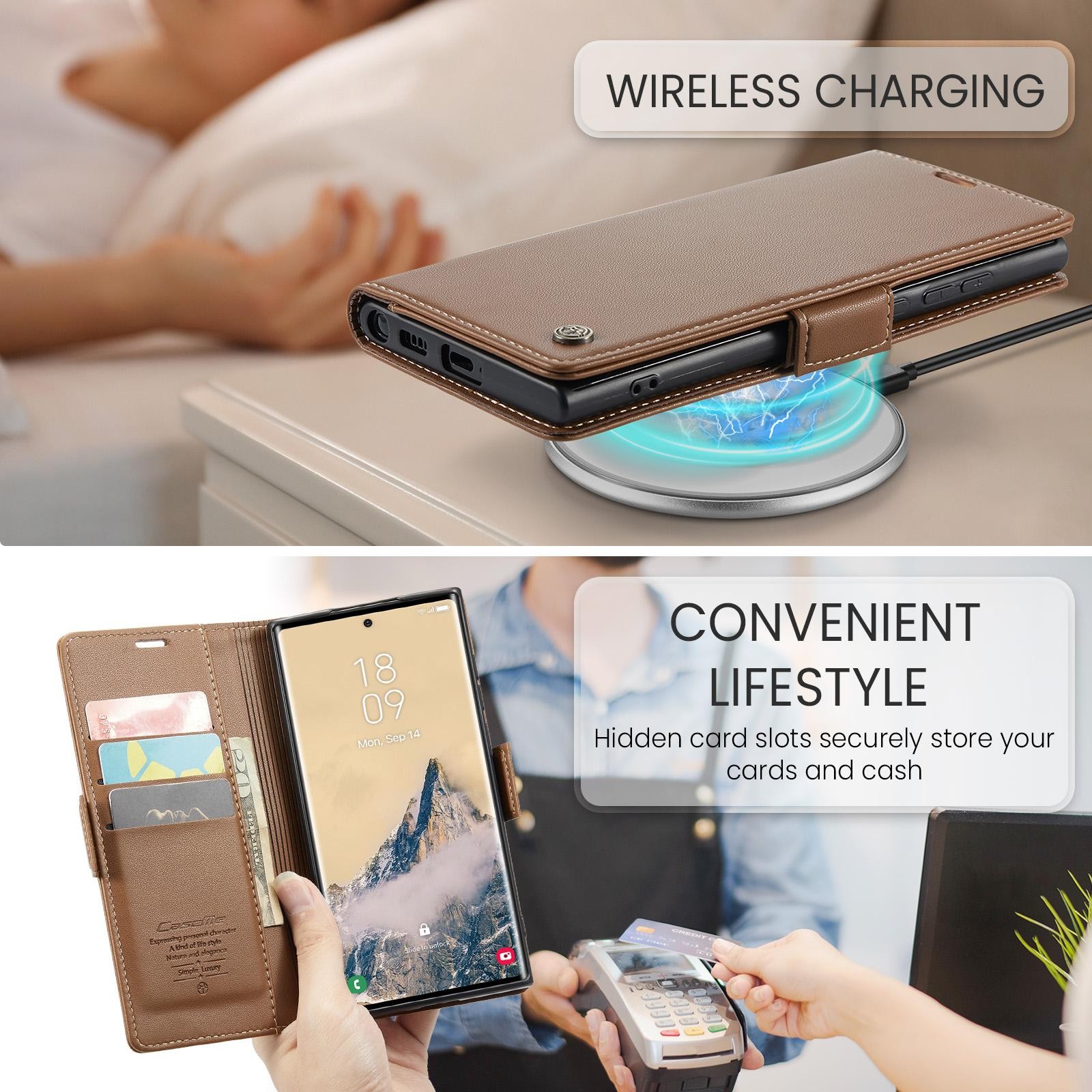 CaseMe 023 Samsung Galaxy S25 Ultra 5G RFID Θήκη Πορτοφόλι Δερμάτινη –Brown