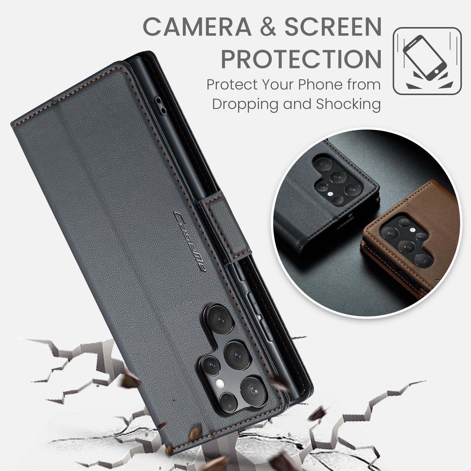 CaseMe 023 Samsung Galaxy S25 5G RFID Θήκη Πορτοφόλι Δερμάτινη –Black