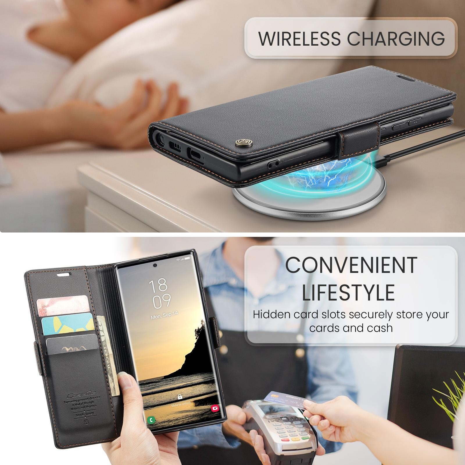 CaseMe 023 Samsung Galaxy S25 5G RFID Θήκη Πορτοφόλι Δερμάτινη –Black