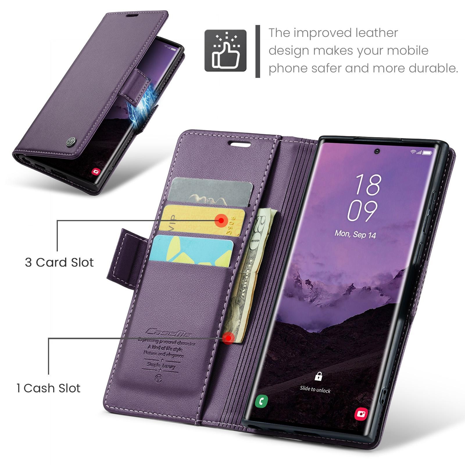 CaseMe 023 Samsung Galaxy S25 Ultra 5G RFID Θήκη Πορτοφόλι Δερμάτινη – Purple