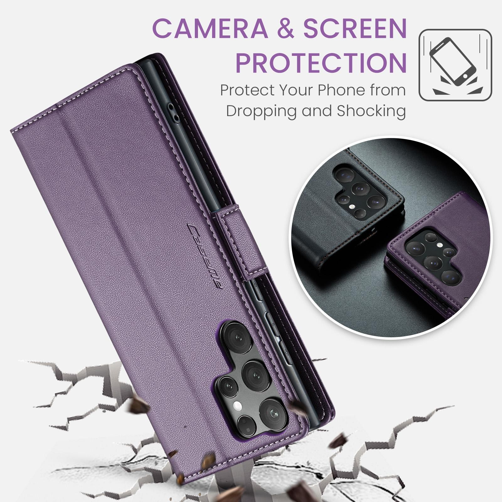 CaseMe 023 Samsung Galaxy S25 Ultra 5G RFID Θήκη Πορτοφόλι Δερμάτινη – Purple