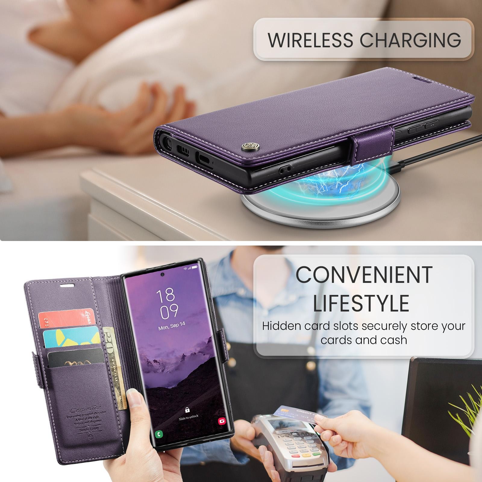 CaseMe 023 Samsung Galaxy S25 Ultra 5G RFID Θήκη Πορτοφόλι Δερμάτινη – Purple