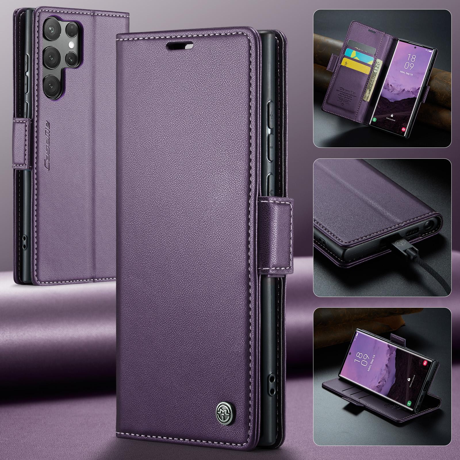 CaseMe 023 Samsung Galaxy S25 Ultra 5G RFID Θήκη Πορτοφόλι Δερμάτινη – Purple