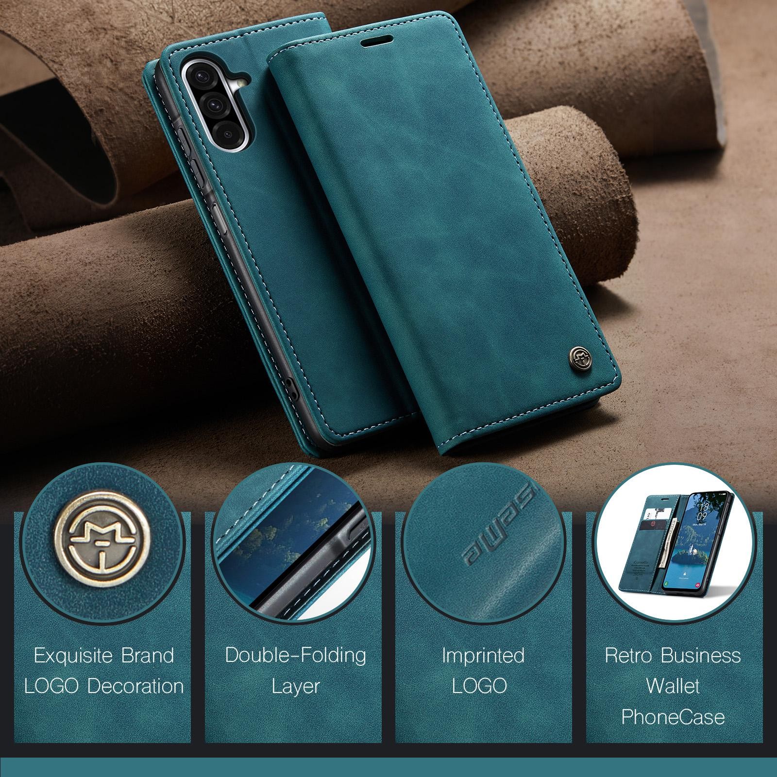 CaseMe 013 Samsung Galaxy A56 5G Retro Leather Θήκη Βιβλίο - Blue