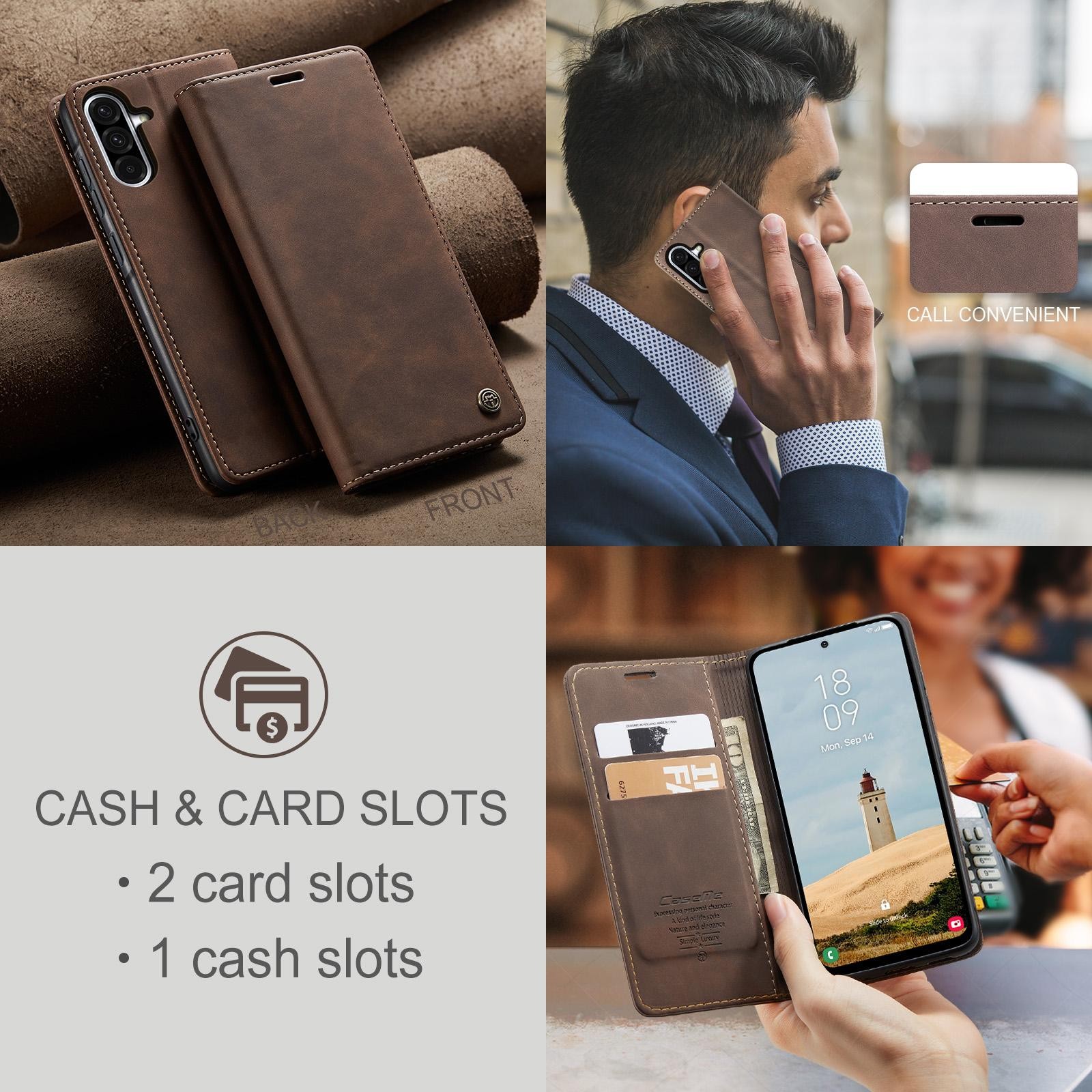 CaseMe 013 Samsung Galaxy A56 5G Retro Leather Θήκη Βιβλίο -Coffee