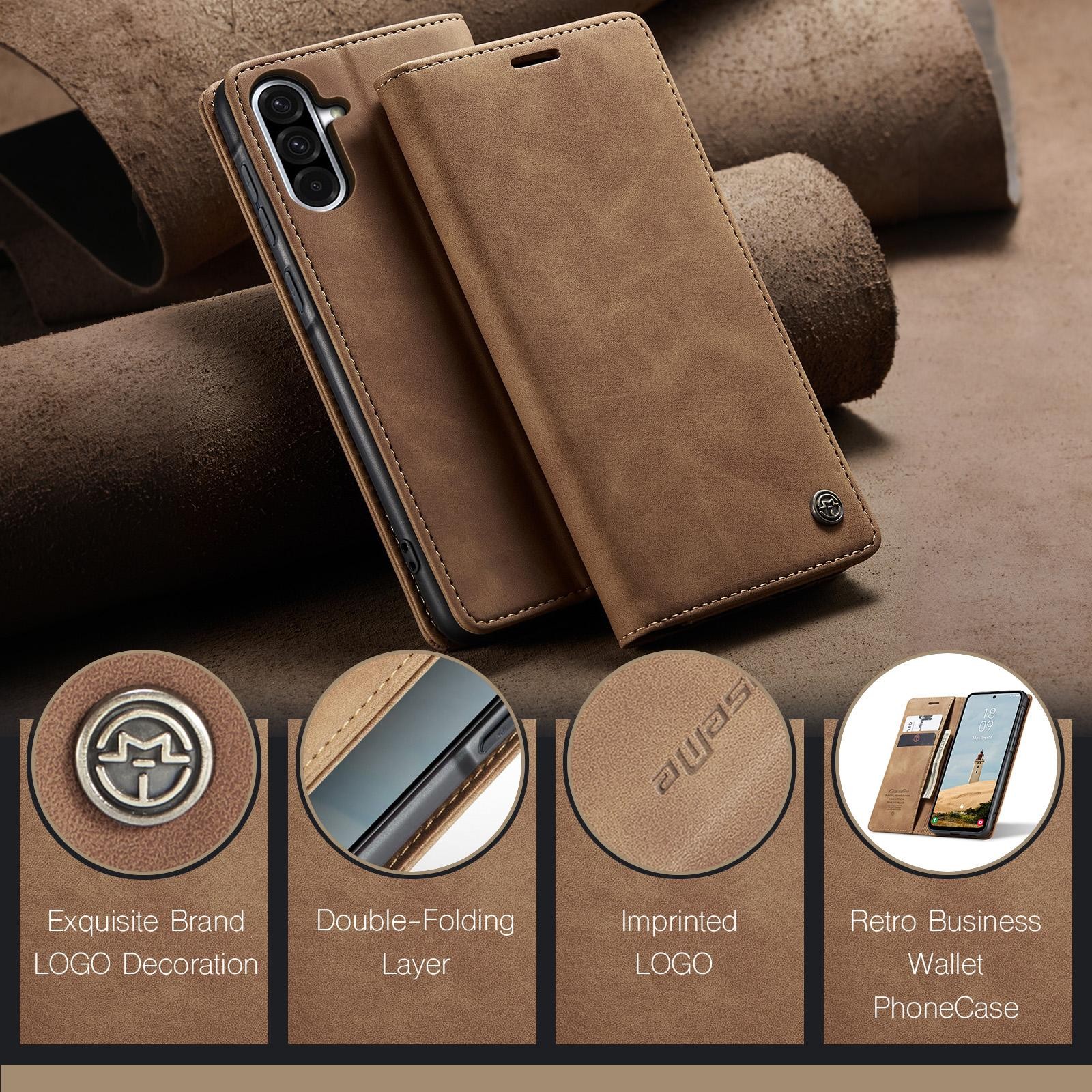 CaseMe 013 Samsung Galaxy A56 5G Retro Leather Θήκη Βιβλίο - Brown