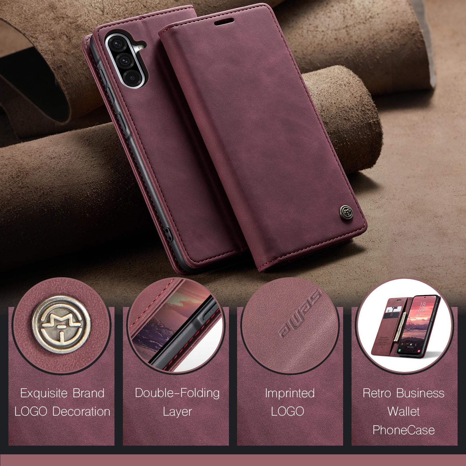 CaseMe 013 Samsung Galaxy A56 5G Retro Leather Θήκη Βιβλίο - Red