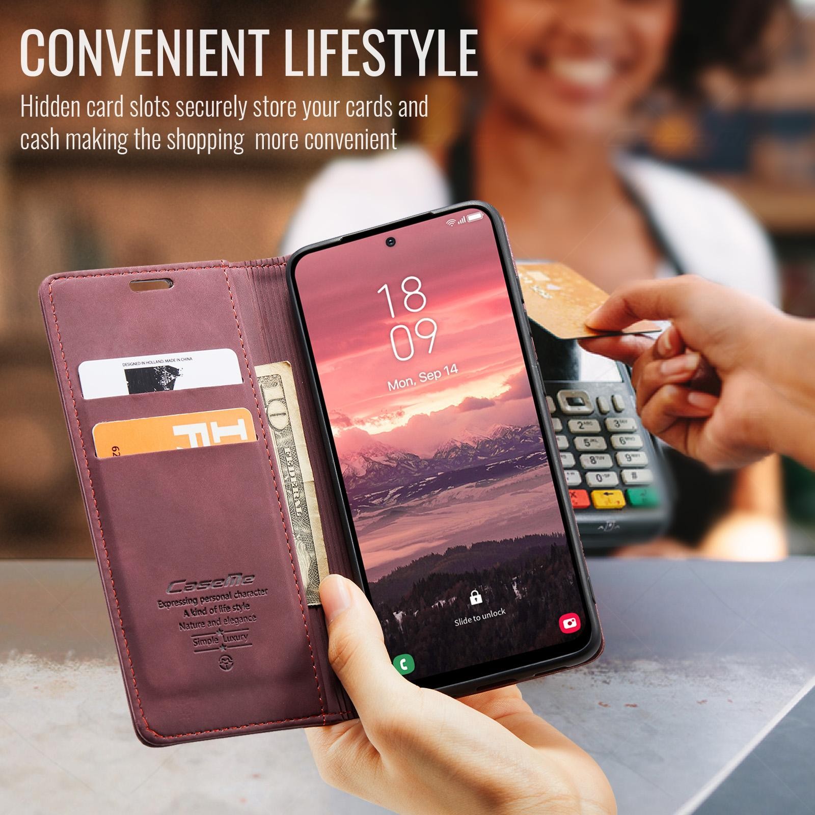 CaseMe 013 Samsung Galaxy A56 5G Retro Leather Θήκη Βιβλίο - Red