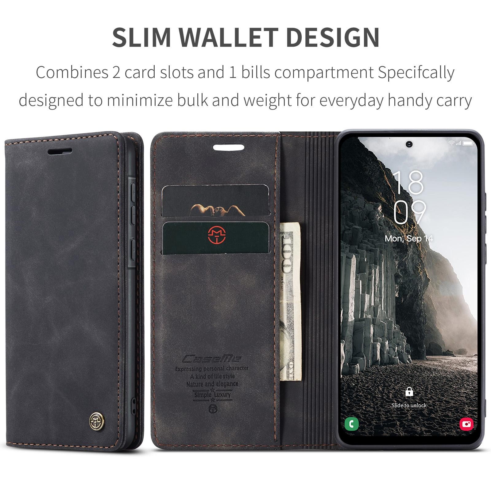CaseMe 013 Samsung Galaxy A56 5G Retro Leather Θήκη Βιβλίο -Black