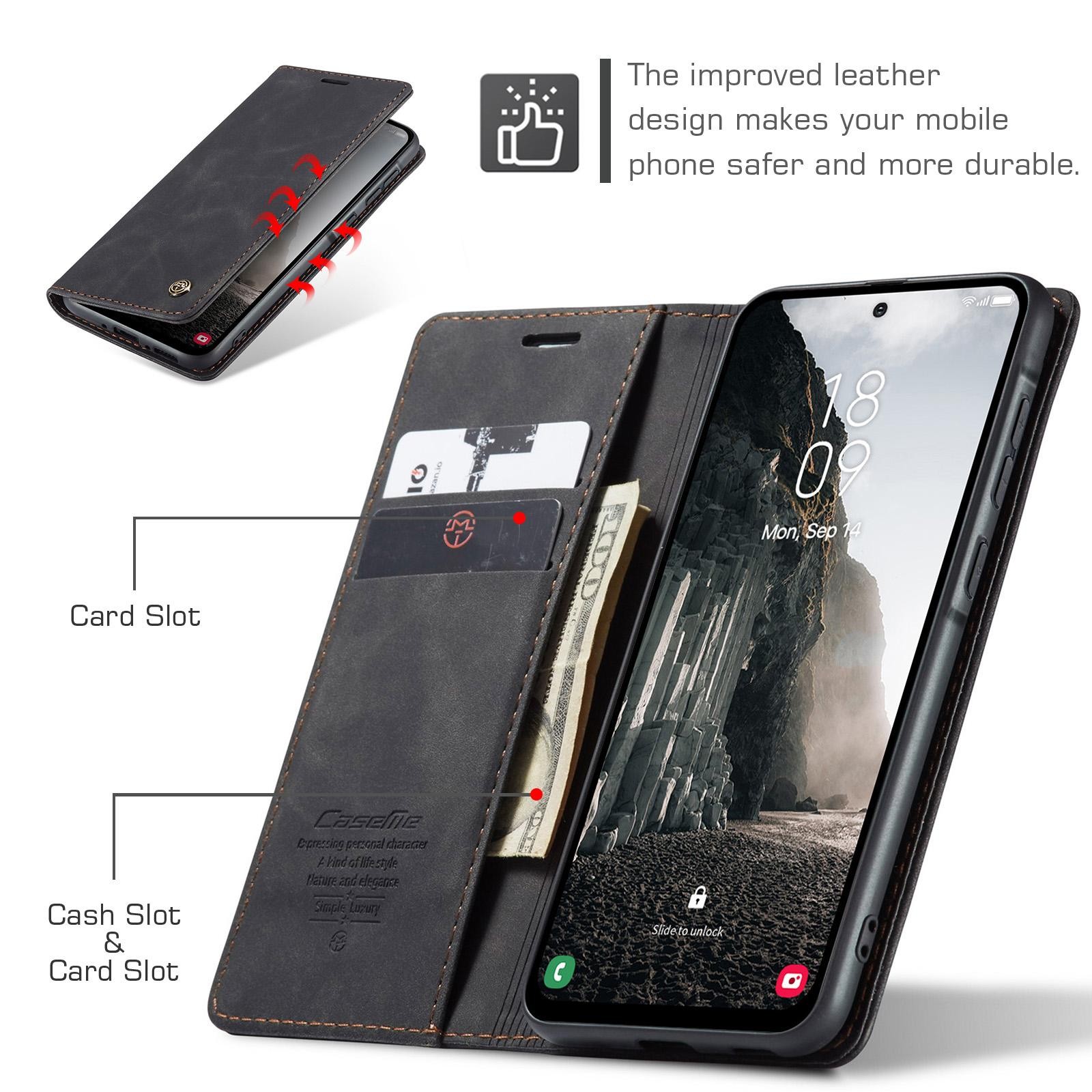 CaseMe 013 Samsung Galaxy A56 5G Retro Leather Θήκη Βιβλίο -Black