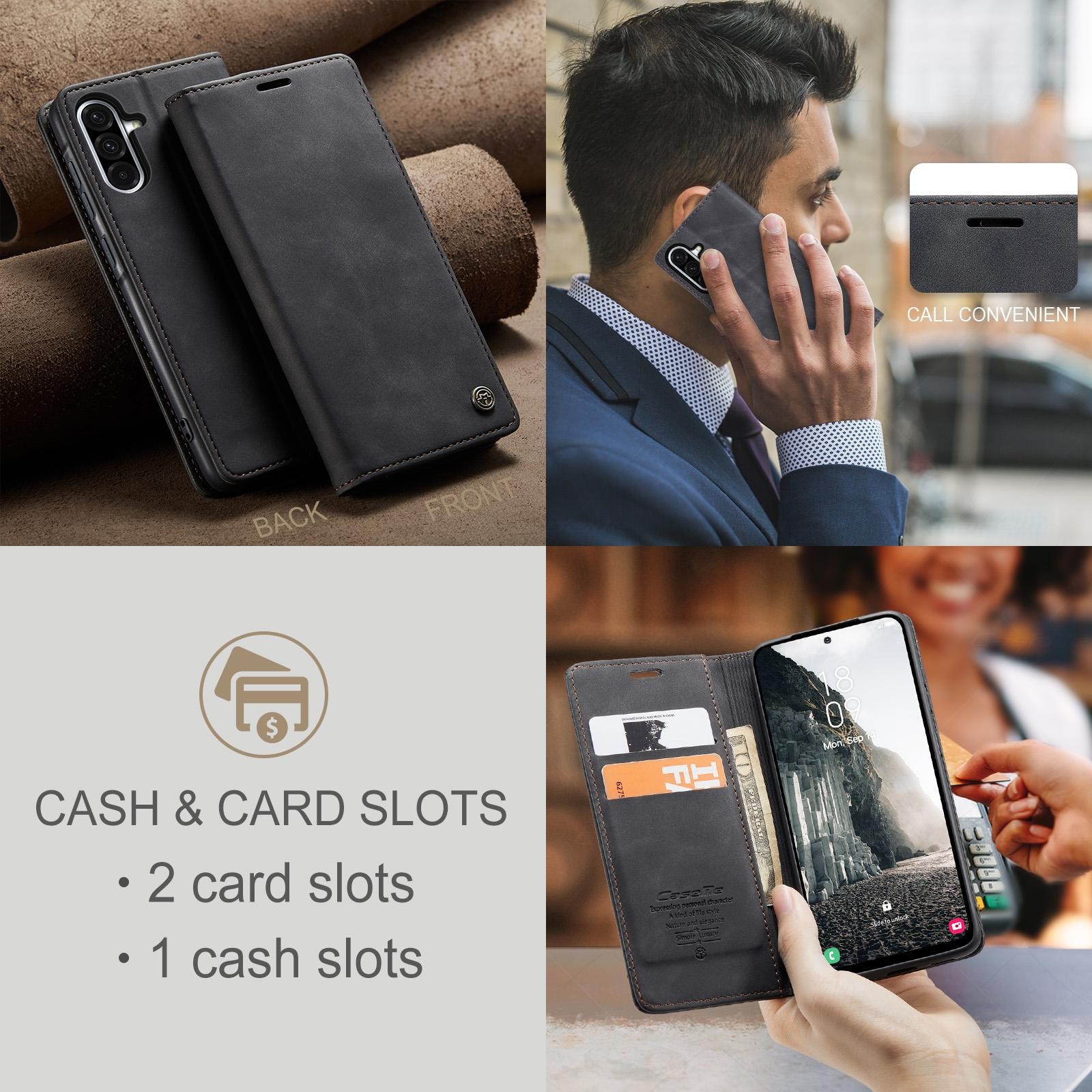 CaseMe 013 Samsung Galaxy A56 5G Retro Leather Θήκη Βιβλίο -Black