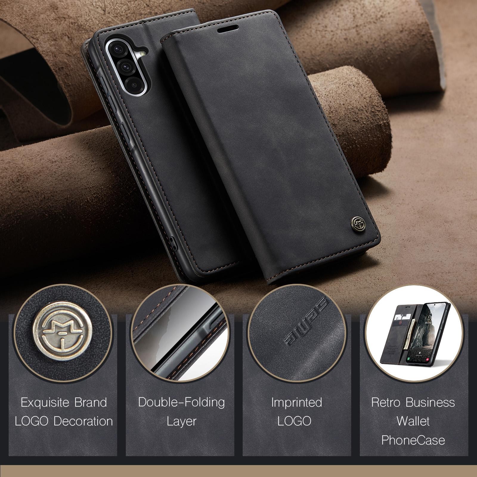 CaseMe 013 Samsung Galaxy A56 5G Retro Leather Θήκη Βιβλίο -Black