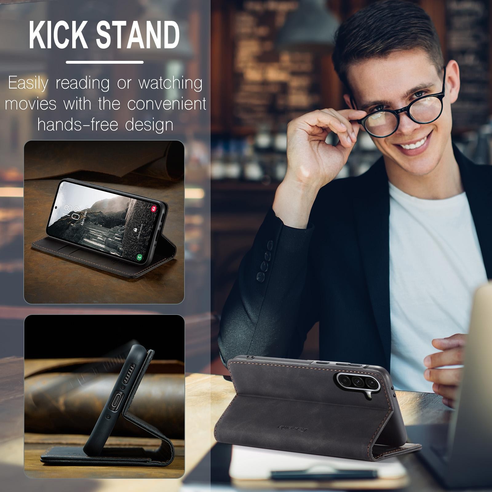 CaseMe 013 Samsung Galaxy A56 5G Retro Leather Θήκη Βιβλίο -Black