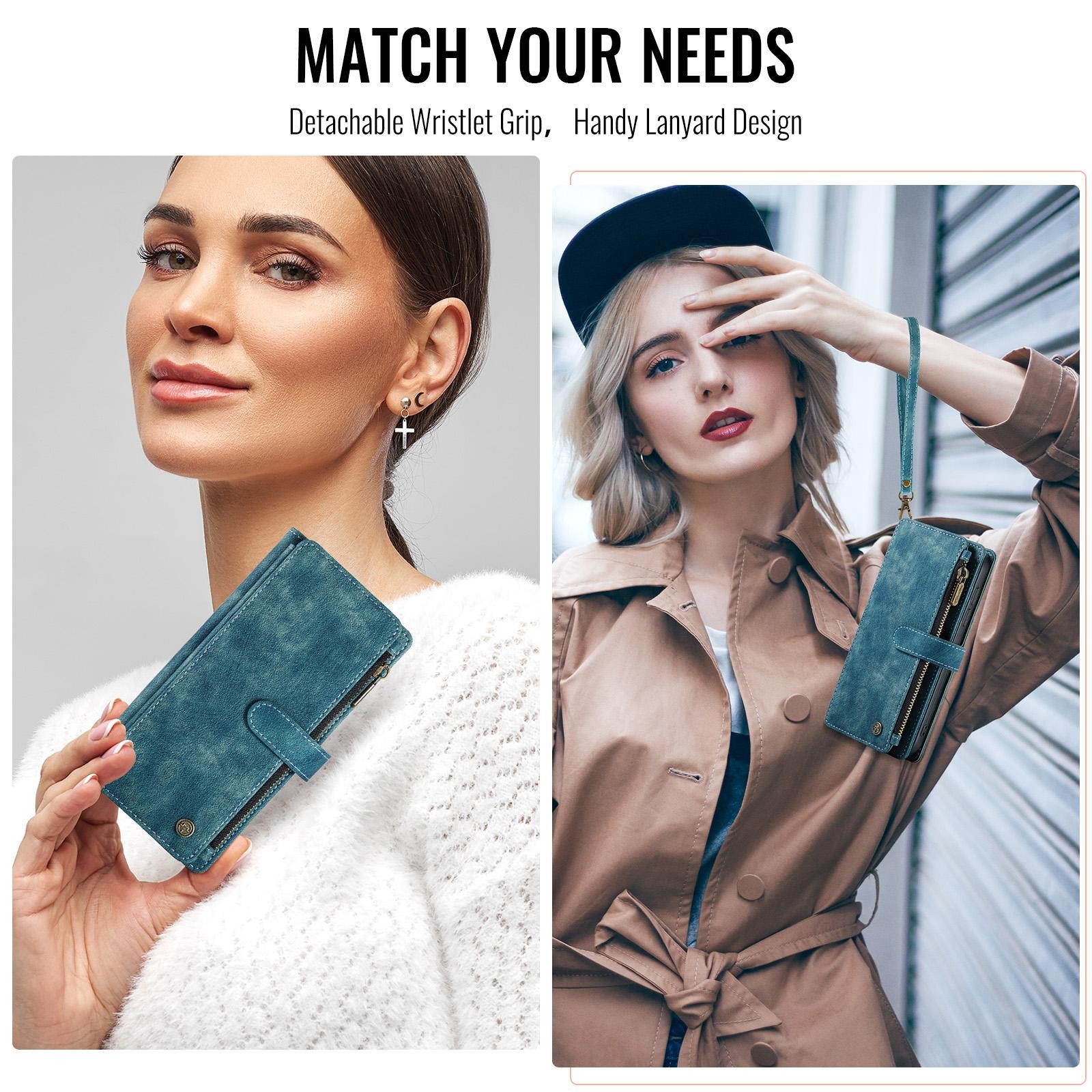CaseMe C30 Samsung Galaxy A56 5G Card Slots Zipper Θήκη Πορτοφόλι Δερμάτινη –Blue