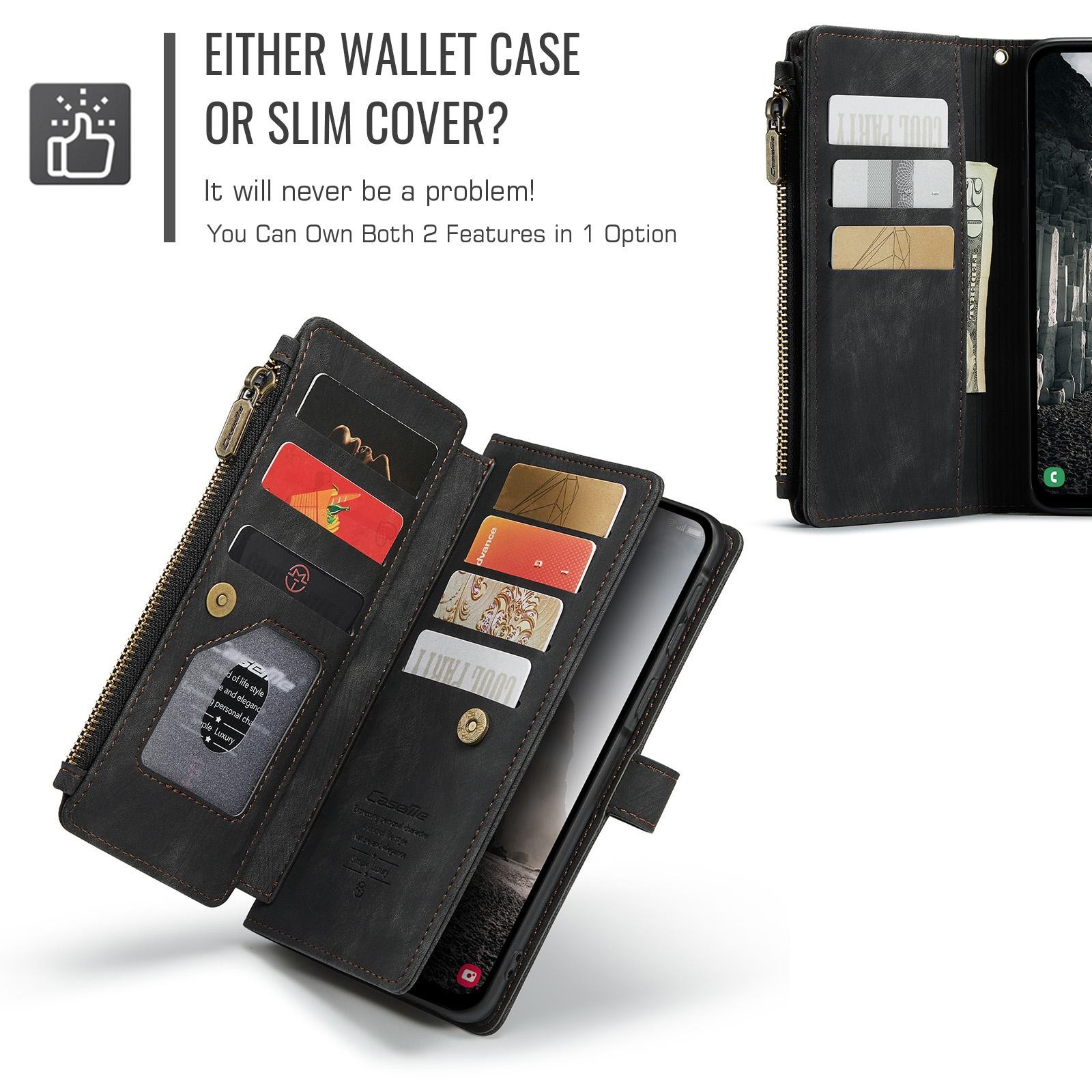 CaseMe C30 Samsung Galaxy A56 5G Card Slots Zipper Θήκη Πορτοφόλι Δερμάτινη – Black