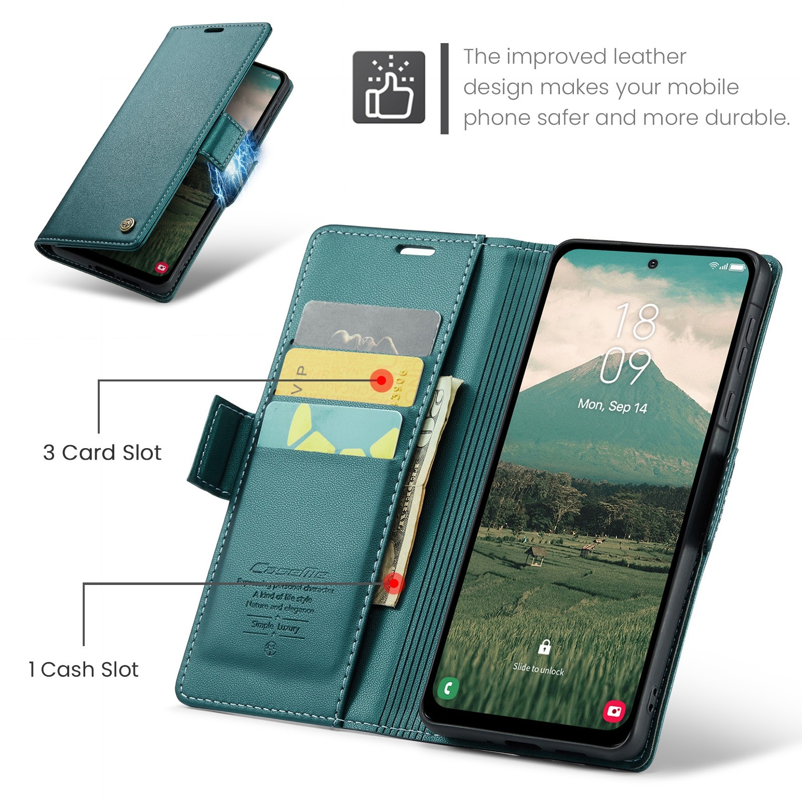 CaseMe 023 Samsung Galaxy A56 5G RFID Θήκη Πορτοφόλι Δερμάτινη – Green
