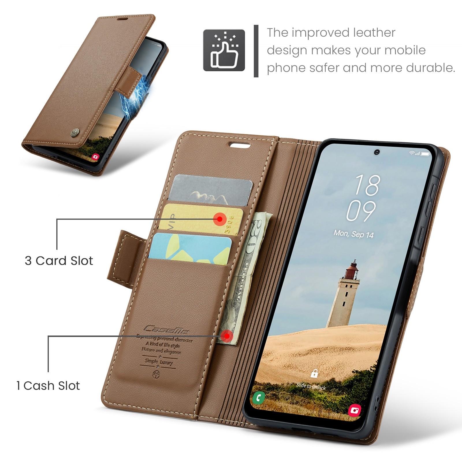 CaseMe 023 Samsung Galaxy A36 5G RFID Θήκη Πορτοφόλι Δερμάτινη – Brown