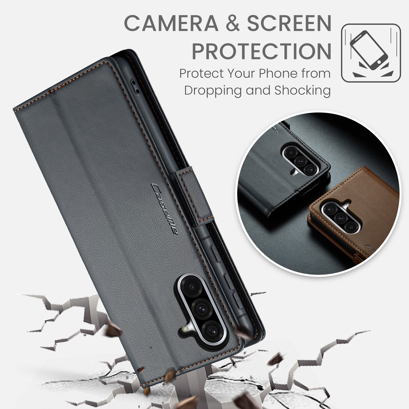 CaseMe 023 Samsung Galaxy A56 5G RFID Θήκη Πορτοφόλι Δερμάτινη – Black