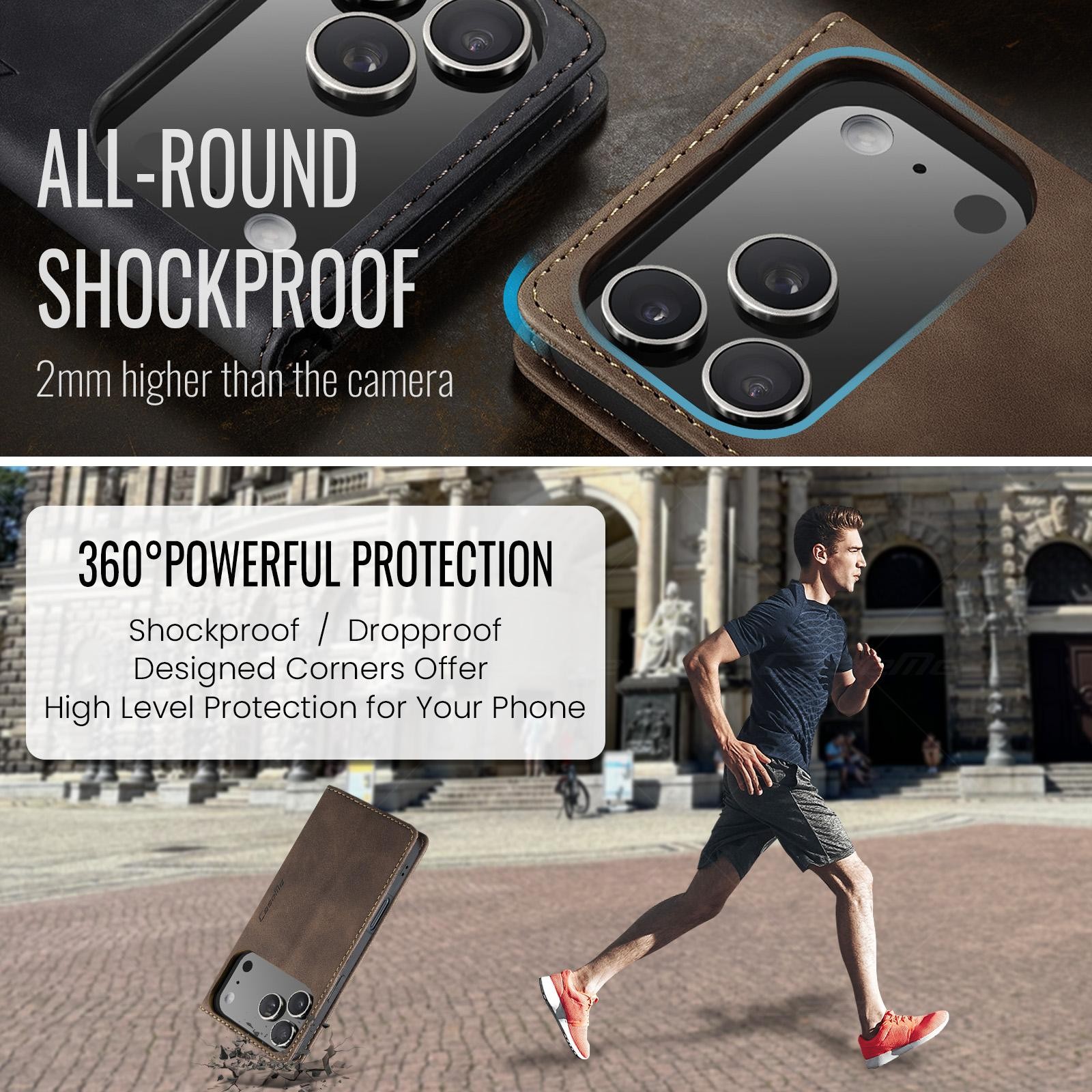 CaseMe 013 iPhone 17 Pro 5G Retro Leather Θήκη Βιβλίο - Coffee