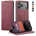 CaseMe 013 iPhone 17 Pro 5G Retro Leather Θήκη Βιβλίο -Red
