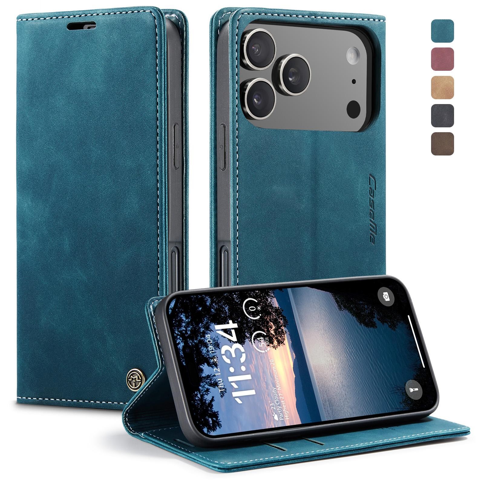 CaseMe 013 iPhone 17 Pro 5G Retro Leather Θήκη Βιβλίο - Blue