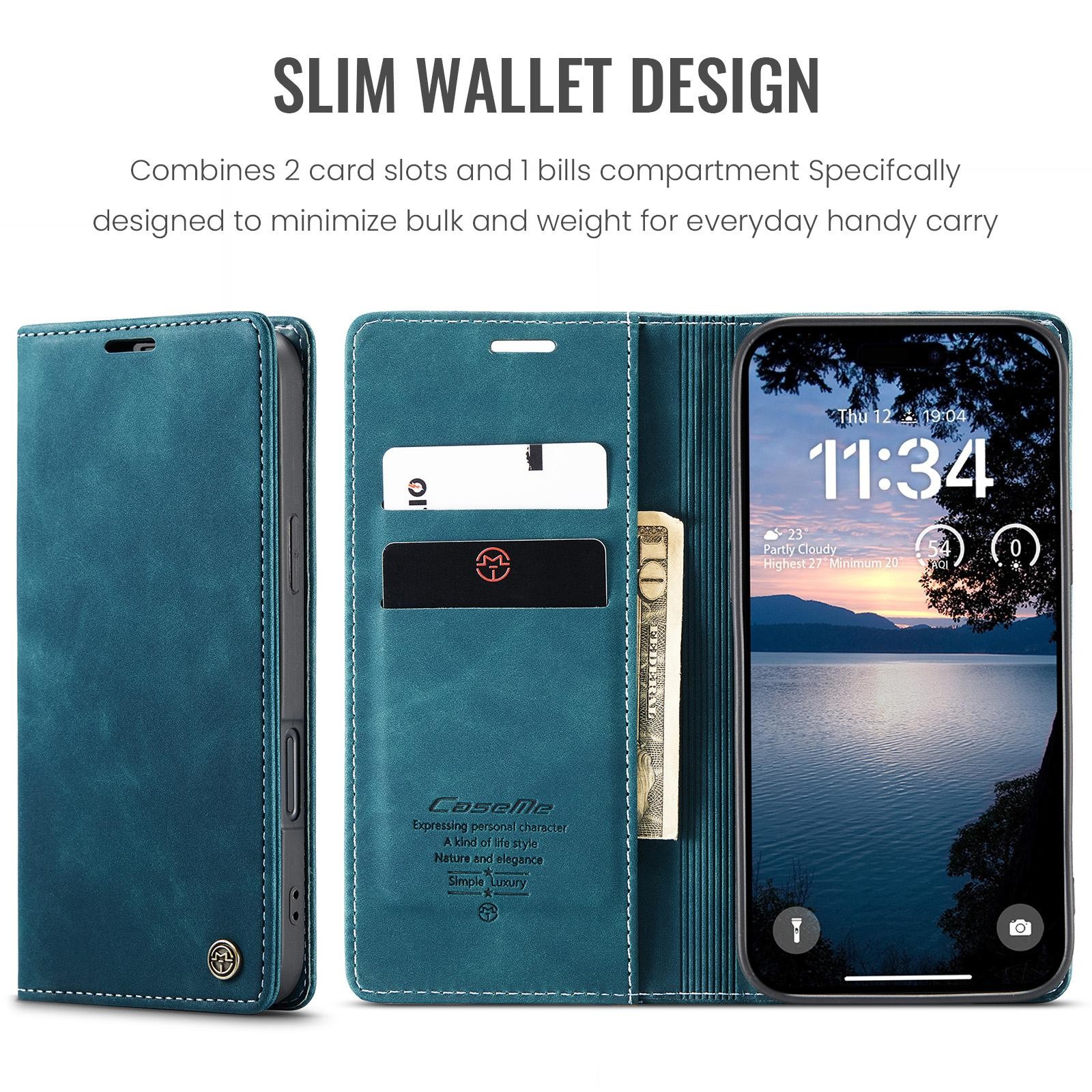 CaseMe 013 iPhone 17 Pro 5G Retro Leather Θήκη Βιβλίο - Blue