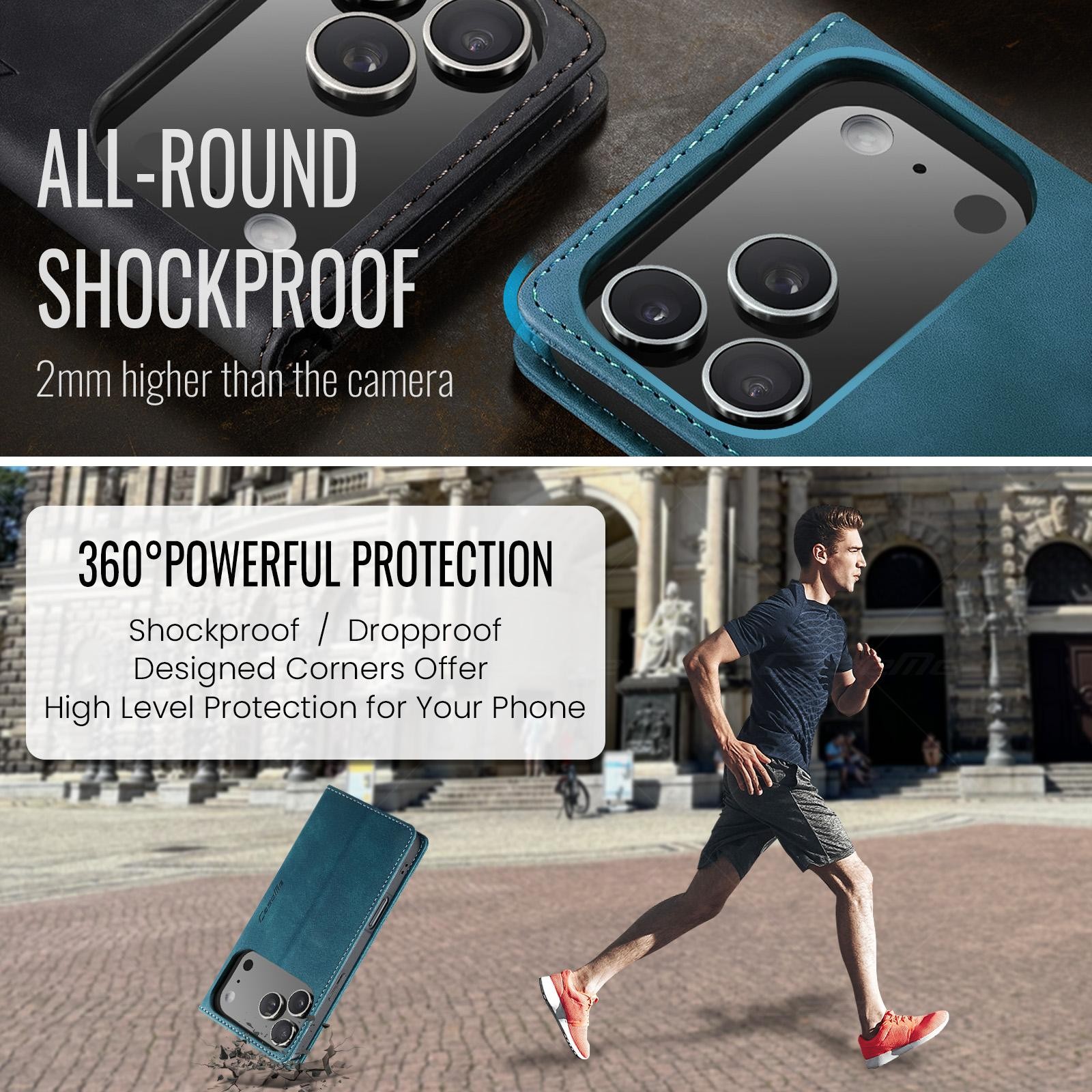 CaseMe 013 iPhone 17 Pro 5G Retro Leather Θήκη Βιβλίο - Blue