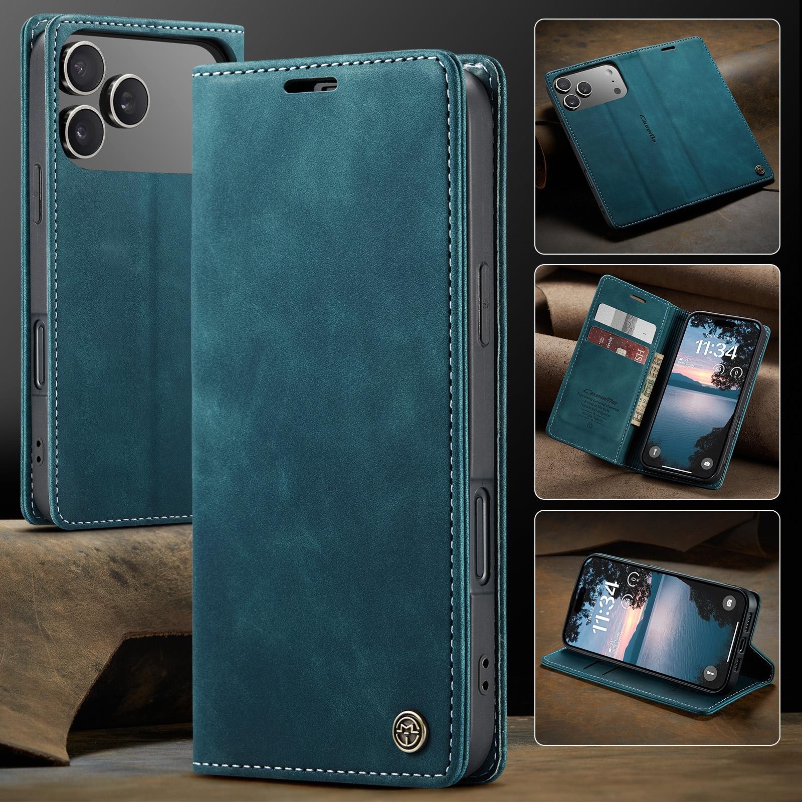 CaseMe 013 iPhone 17 Pro 5G Retro Leather Θήκη Βιβλίο - Blue