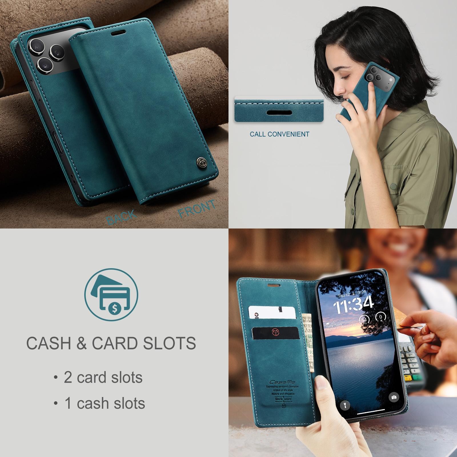 CaseMe 013 iPhone 17 Pro 5G Retro Leather Θήκη Βιβλίο - Blue