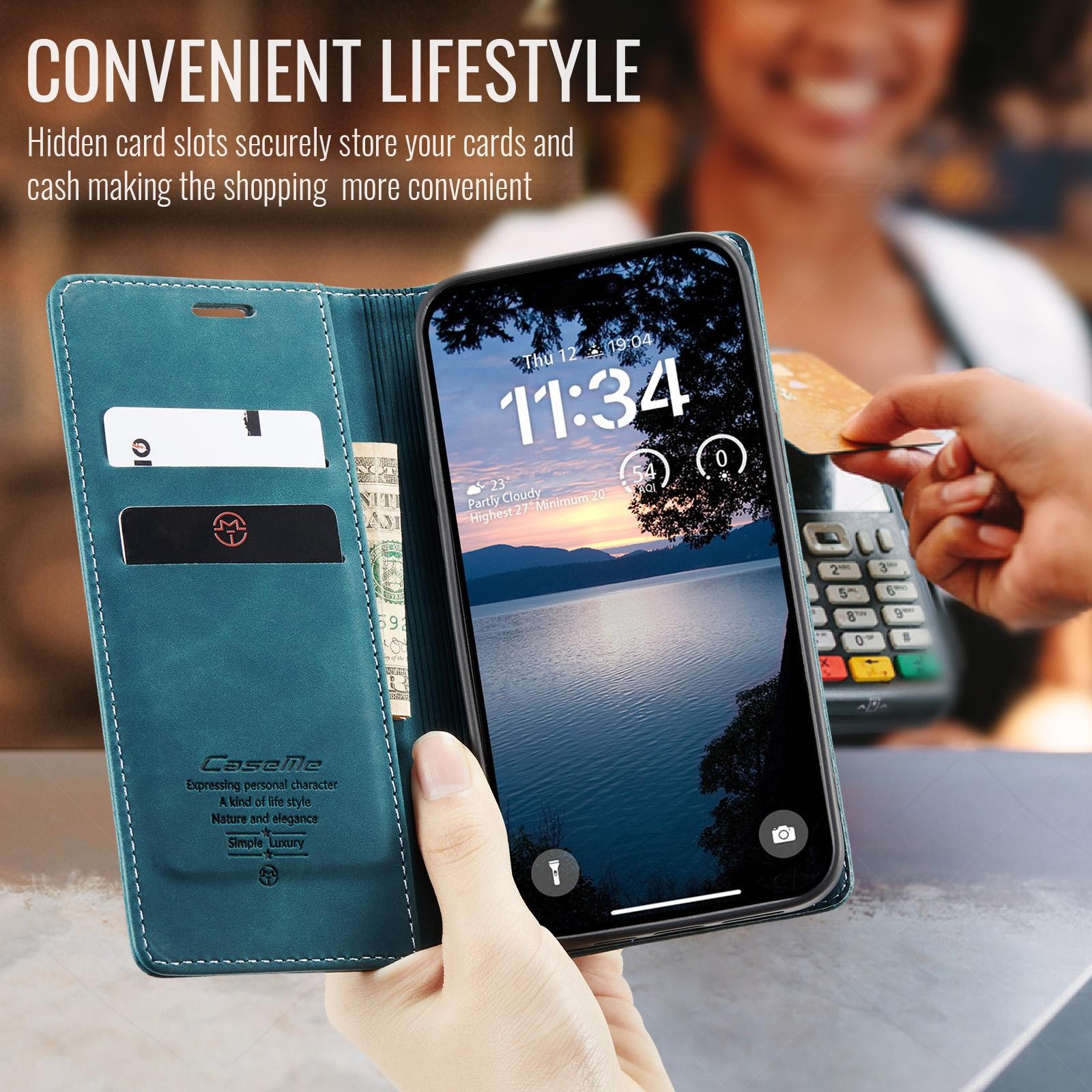 CaseMe 013 iPhone 17 Pro 5G Retro Leather Θήκη Βιβλίο - Blue