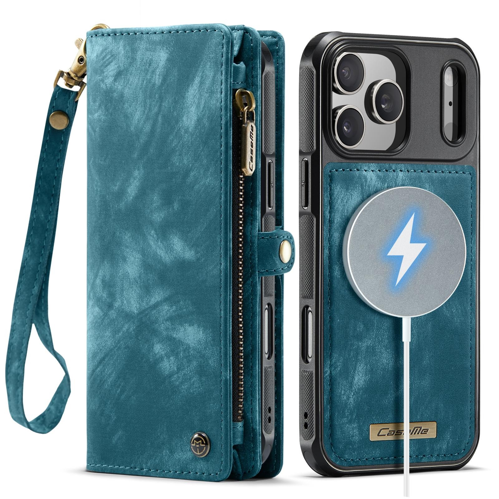 CaseMe 008 iPhone 17 Pro 5G Θήκη Πορτοφόλι με Αποσπώμενη Θήκη Σιλικόνης -Blue
